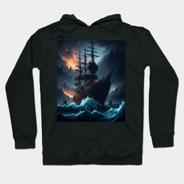 Fleet Of Ships Colorful Paint Style Hoodie by BKSMAIL-Shop